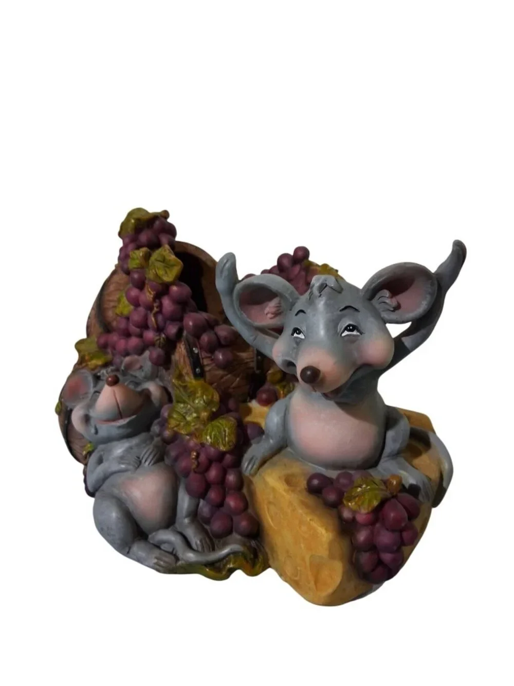 Drunken Happy Full Mice Wine Bottle Holder Figurine